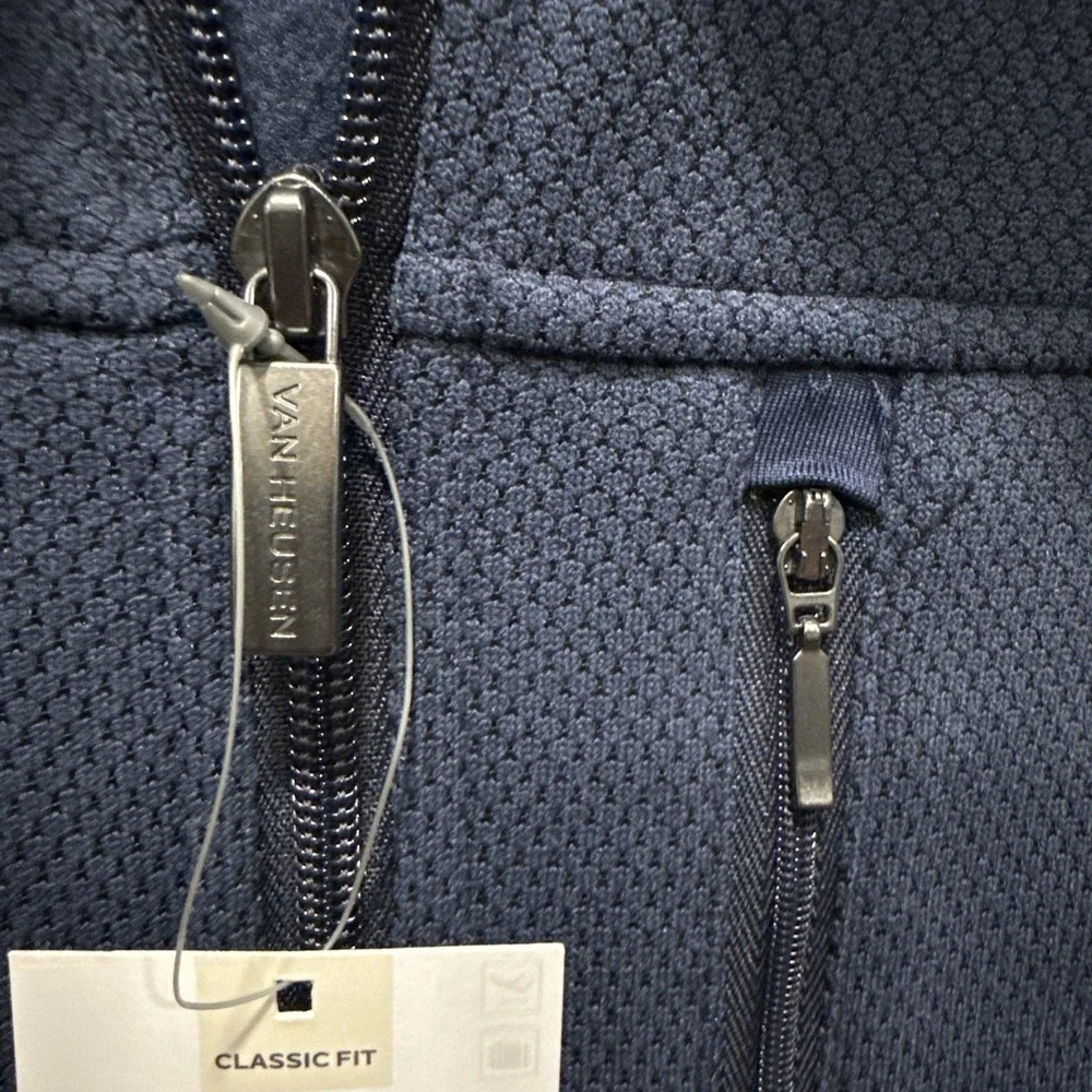 Van Heusen Mens 2XL Blue Full Zip Stretch Breathable Classic Fit Vest NWT
